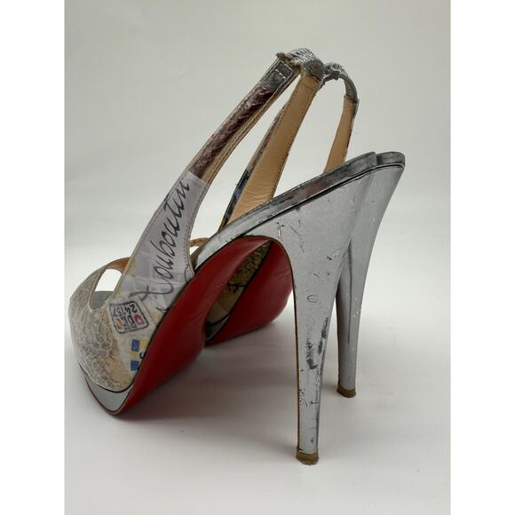 Christian Louboutin PVC Print Slingback Pumps Multicolor Women's Size 39 - Picture 8 of 14